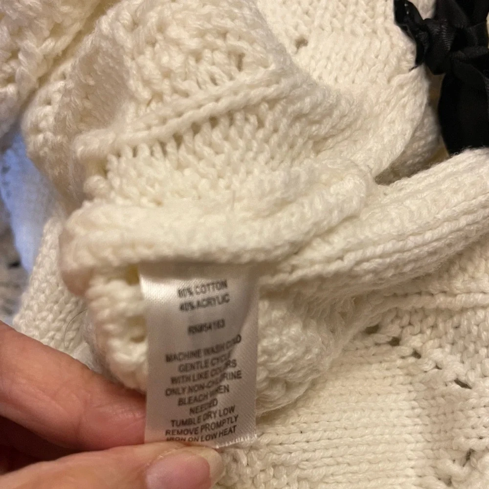 Marc New York Ivory Sweater Vest  with Black Bow Details XL - Picture 9 of 9
